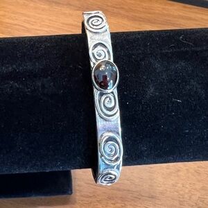 Julie Howison Sterling Silver and Garnet Swirl Bracelet